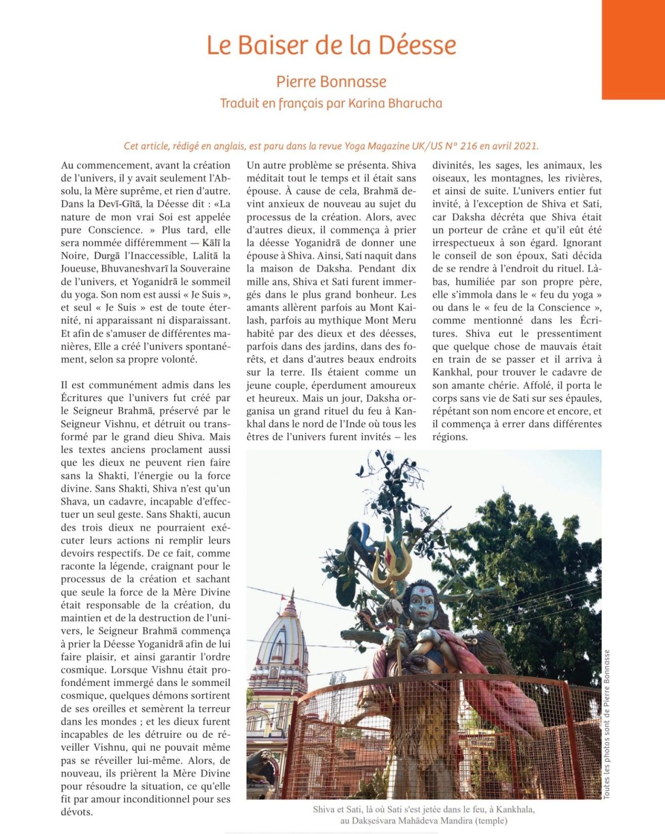 Le Baiser de la Déesse - article de Pierre Bonnasse Page 1 Le Baiser de la Déesse, un article de Pierre Bonnasse